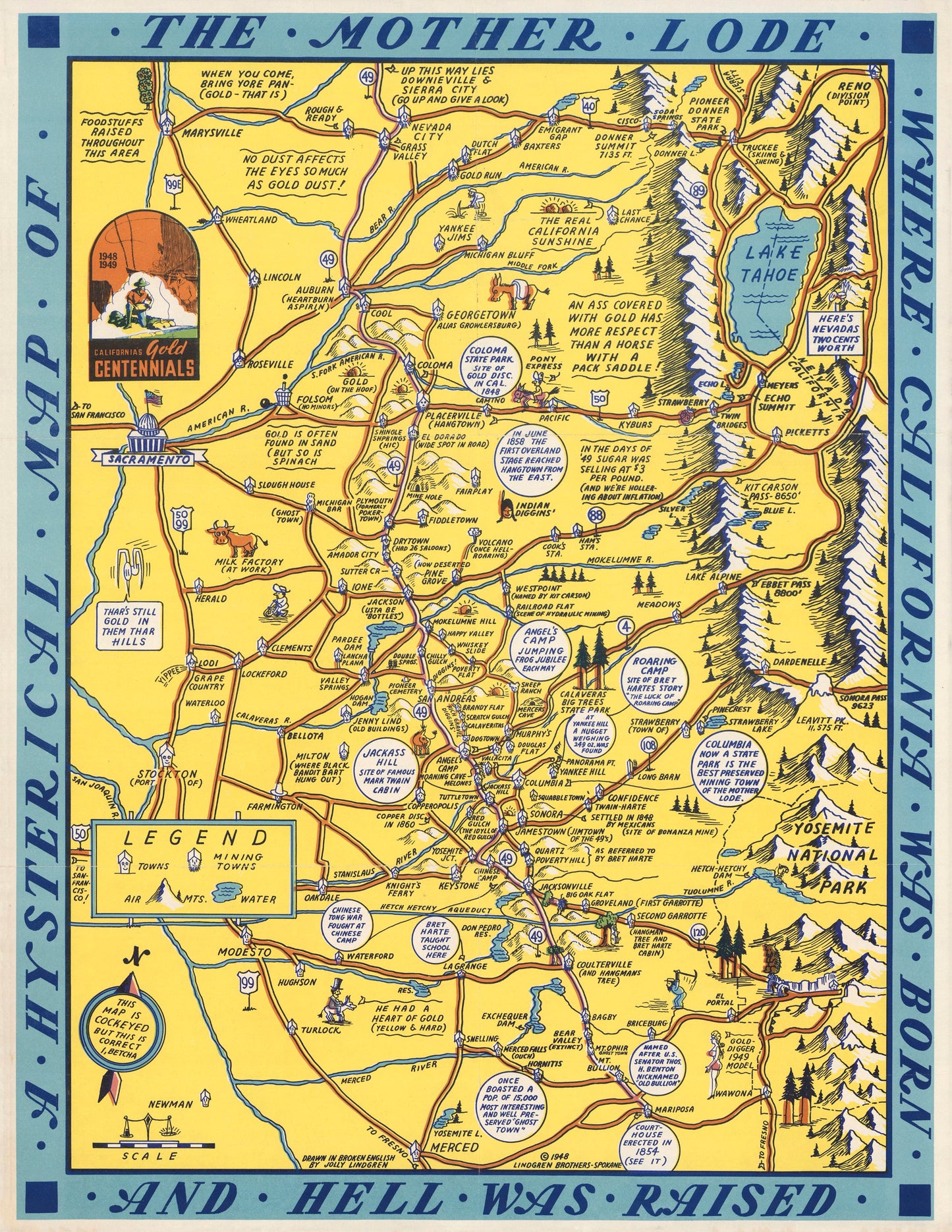 1948 A Hysterical Map of the Mother Lode