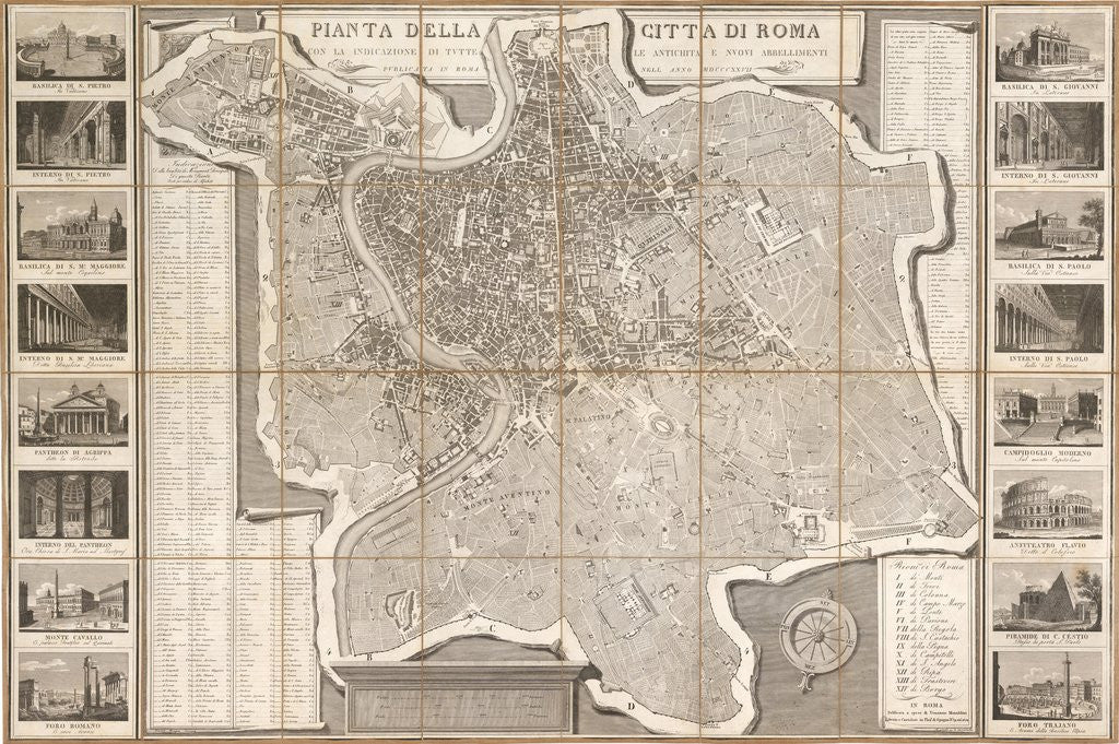 1827 Pianta della Citta di Roma con la Indicazione di Tutte