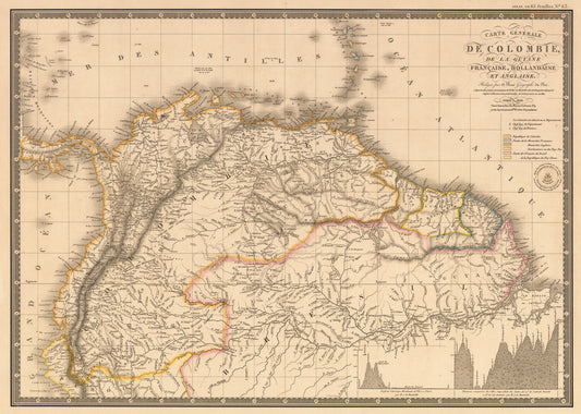 1826 Carte Generale De Colombie, et De La Guyane Francaise, Hollandaise, et Angliase.
