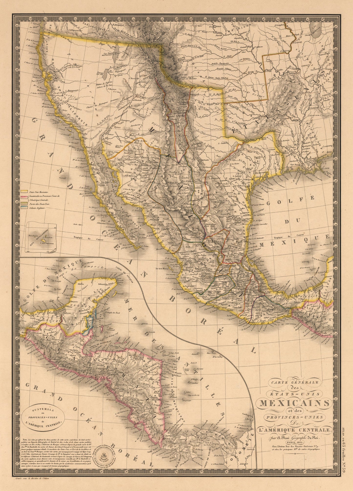 1826 Carte Generale des Etats Unis Mexicains et des Provinces-Unies De L¡¯Amerique Centrale