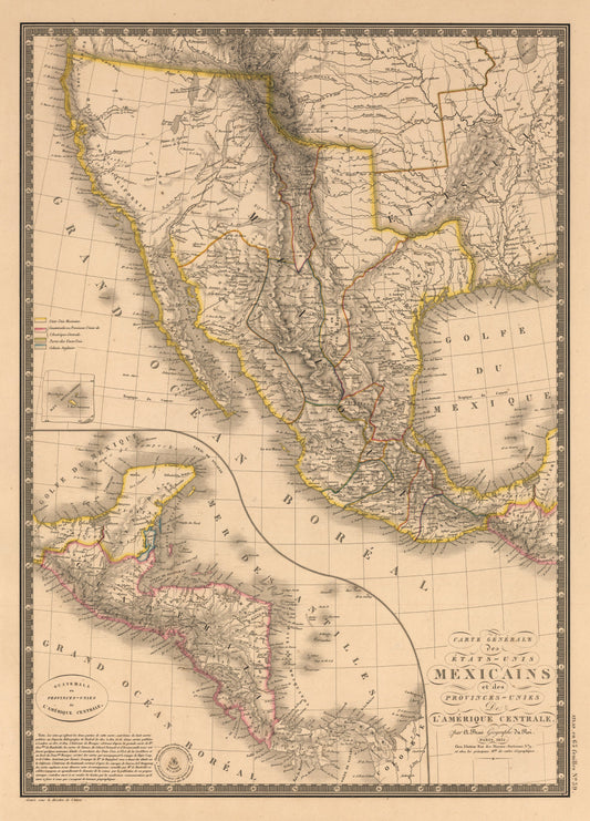 1826 Carte Generale des Etats Unis Mexicains et des Provinces-Unies De L¡¯Amerique Centrale