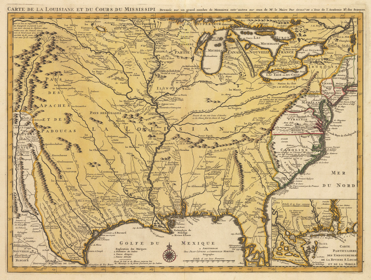 1730 Carte de la Louisiane et du Cours du Mississipi...