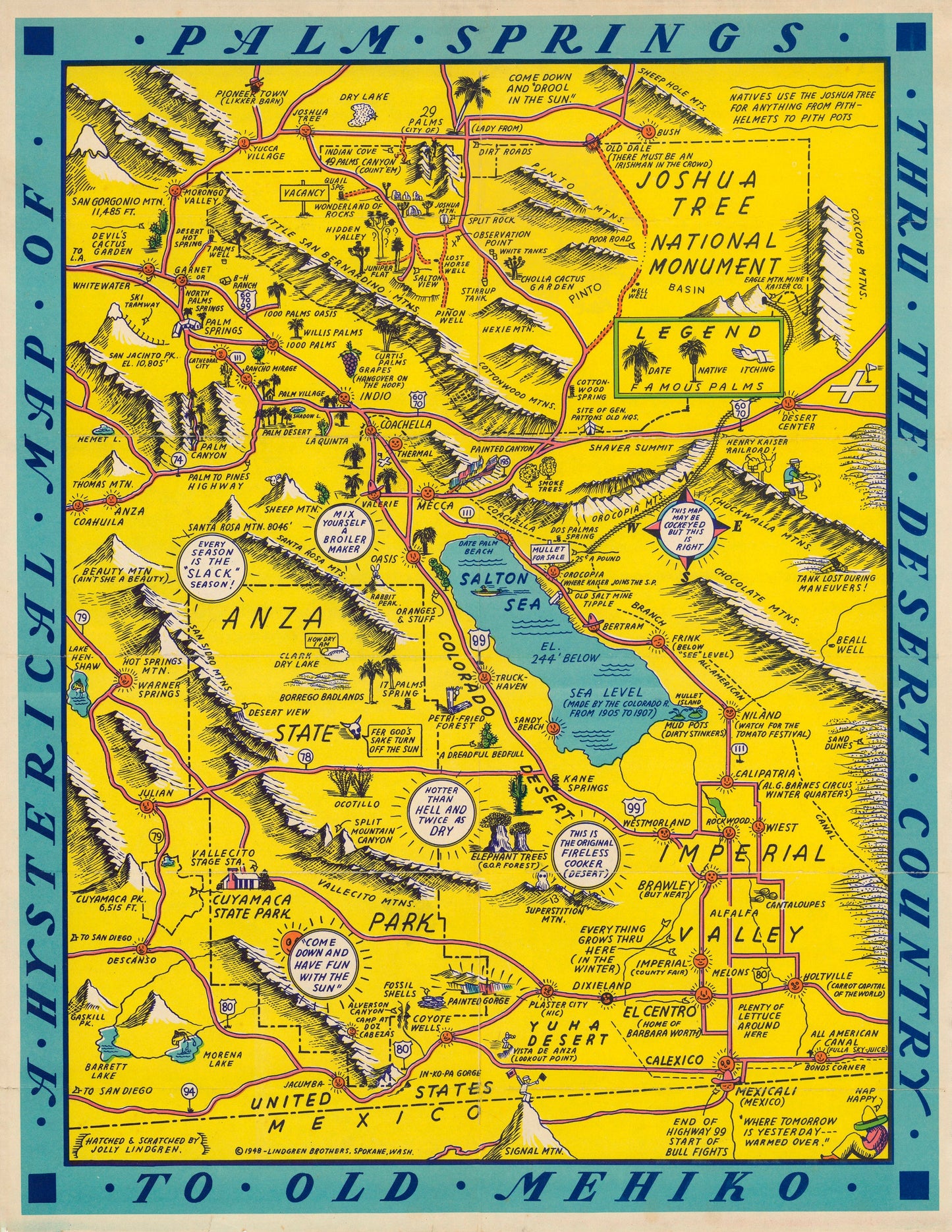 1948 A Hysterical map of Palm Springs