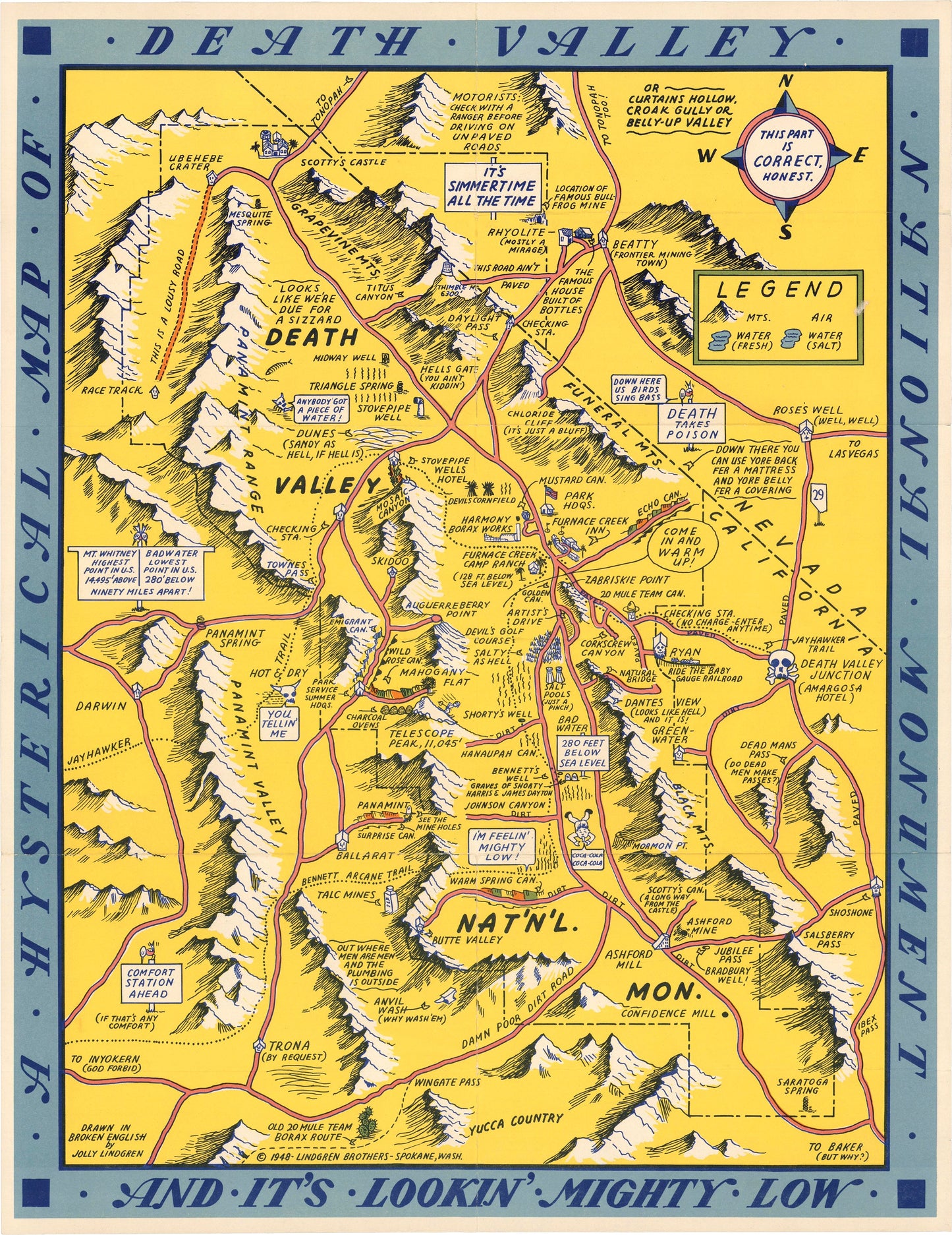 1948 Hysterical Map of Death Valley