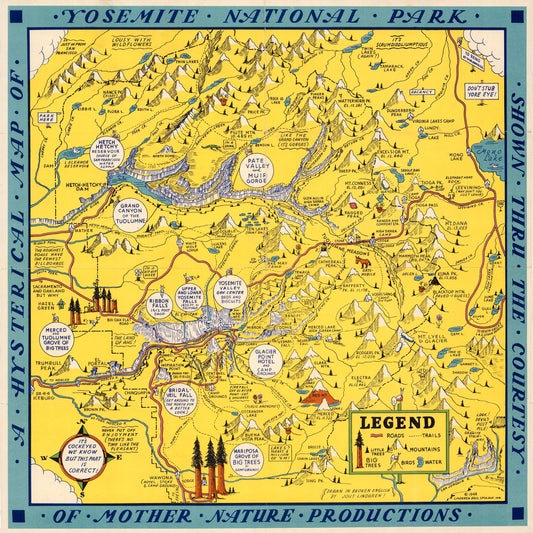 1948 A Hysterical Map of Yosemite National Park