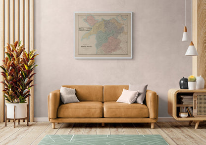 North Wales Map showing Railways, Tramways, Mail Coach Roads, Turnpike Roads 1882