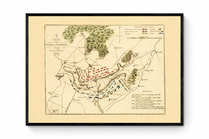 Battle of Waterloo Map showing positions in Battle
