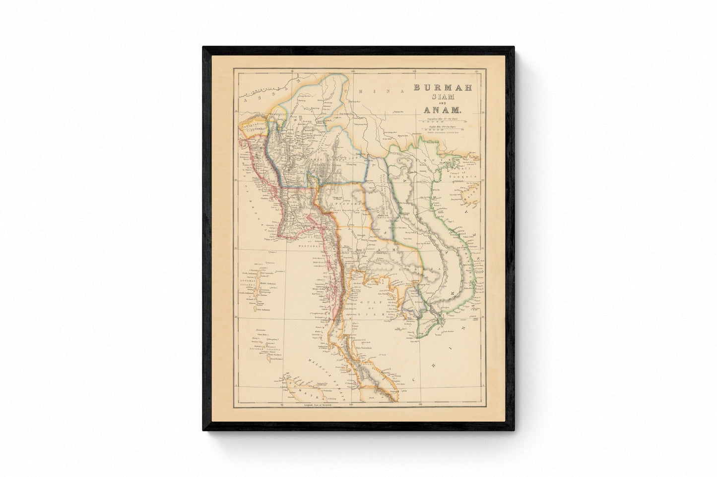 Burmah, Siam and Anam Map dated 1859