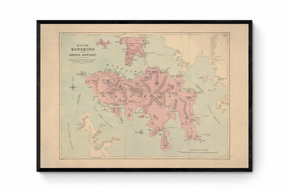 Map of Hong Kong with British Kowloon dated 1888