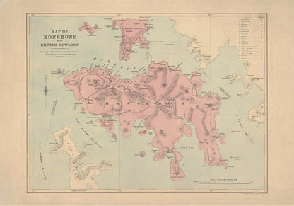 Map of Hong Kong with British Kowloon dated 1888