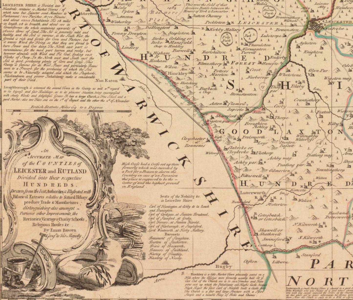 Leicester and Rutland Map dated 1760