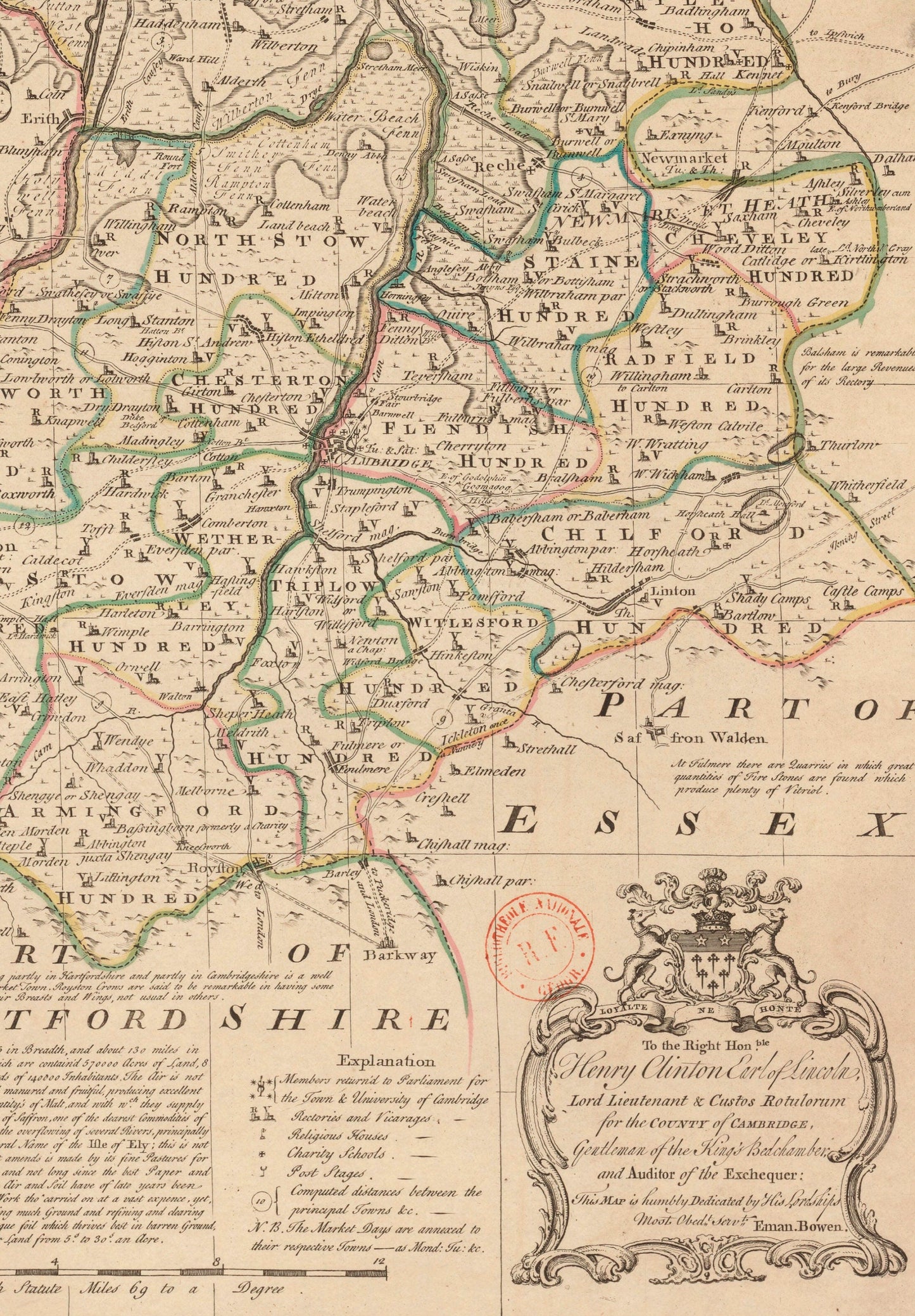 Cambridgeshire Map dated 1750
