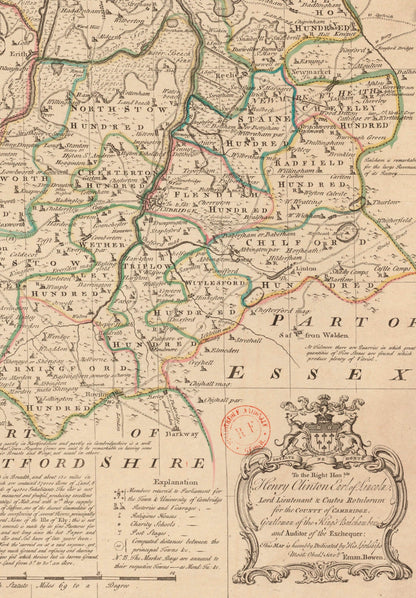 Cambridgeshire Map dated 1750