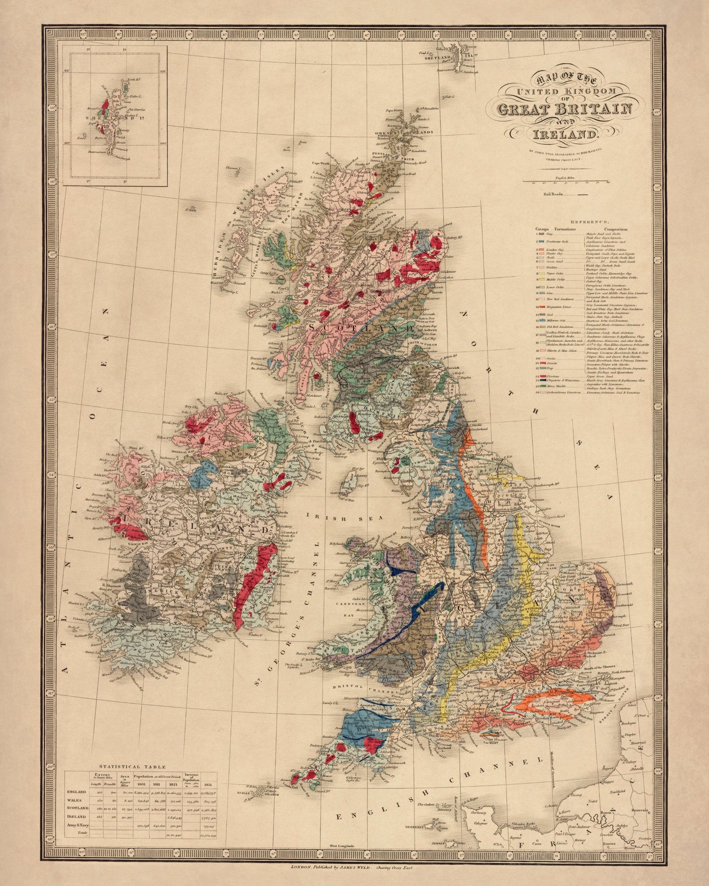 Geological Map of the British Islands dated 1840