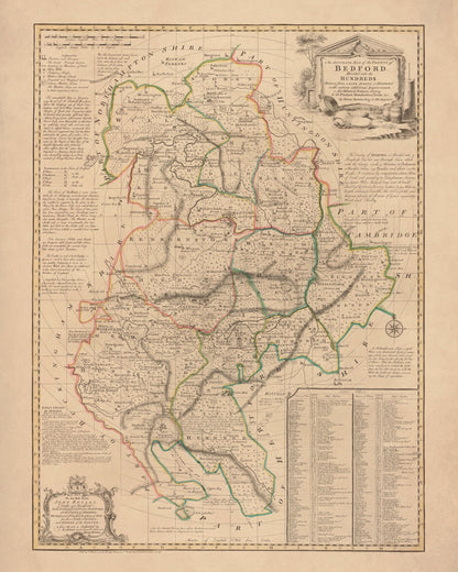 Bedfordshire Map dated 1749