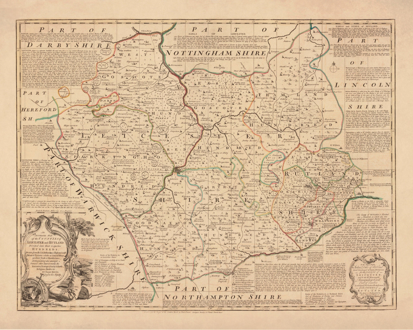 Leicester and Rutland Map dated 1760