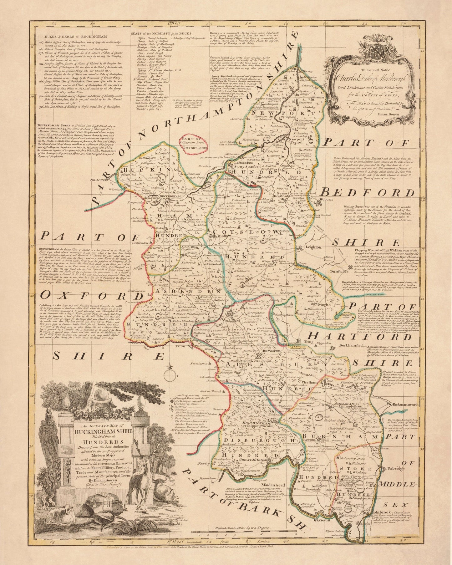 Buckinghamshire Map dated 1760
