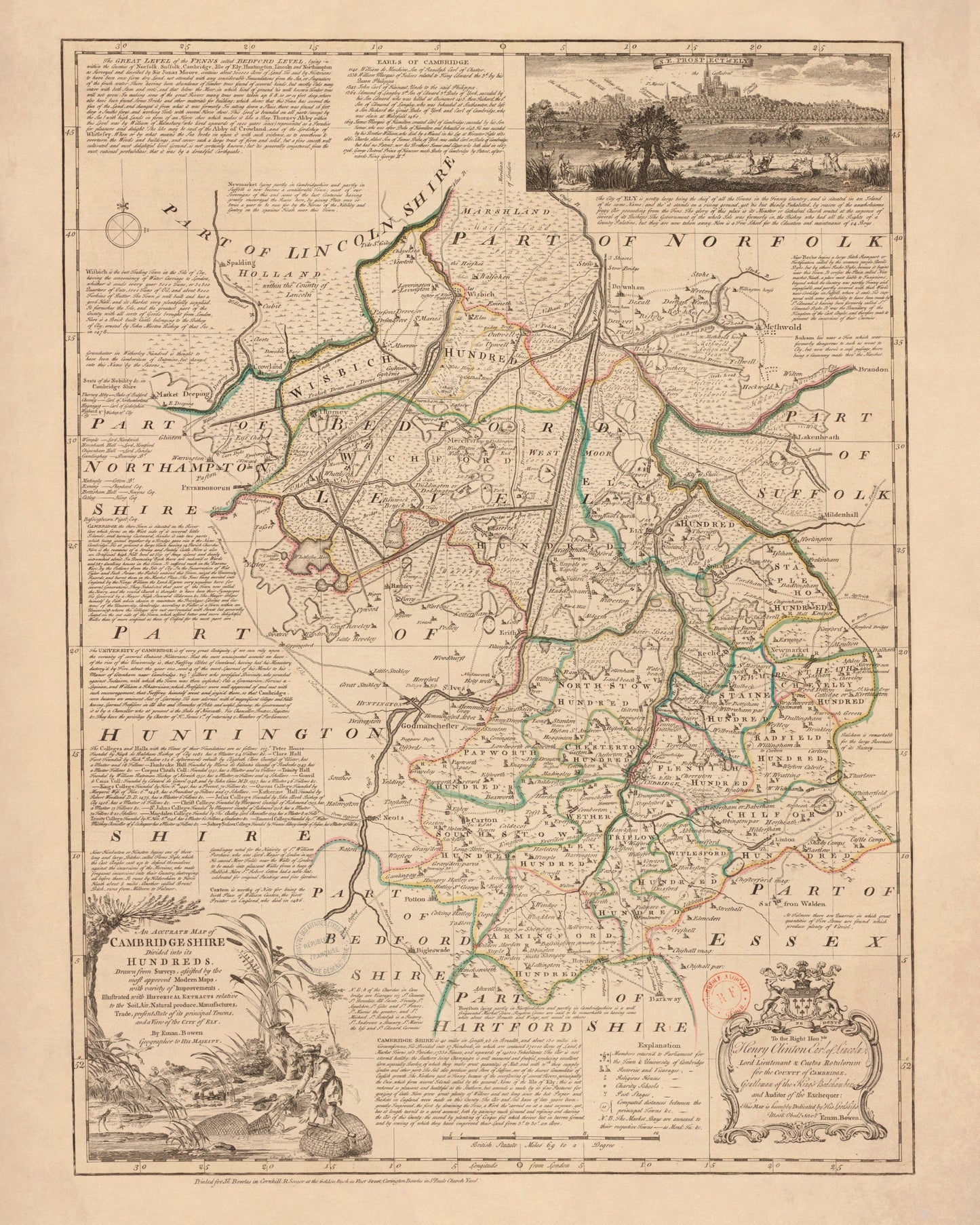 Cambridgeshire Map dated 1750