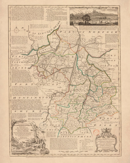 Cambridgeshire Map dated 1750