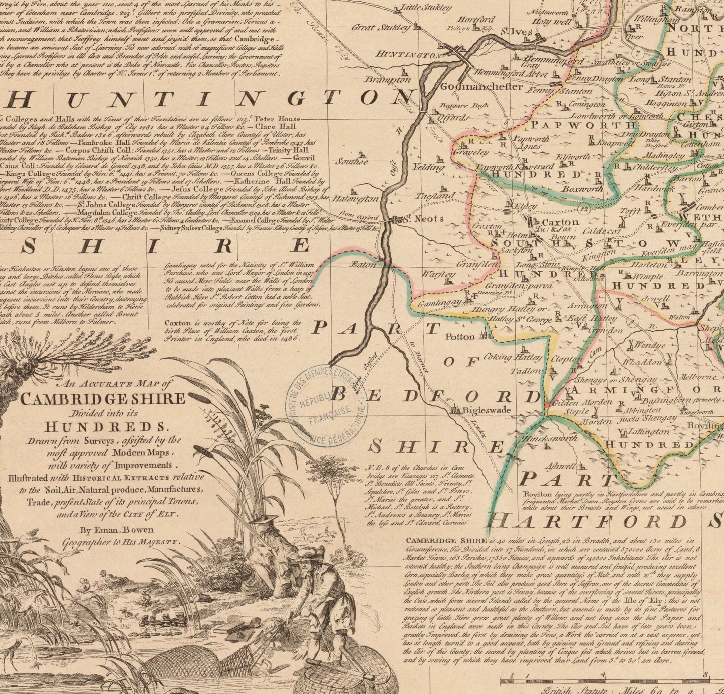 Cambridgeshire Map dated 1750