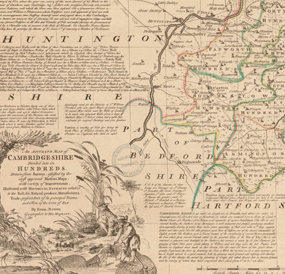 Cambridgeshire Map dated 1750