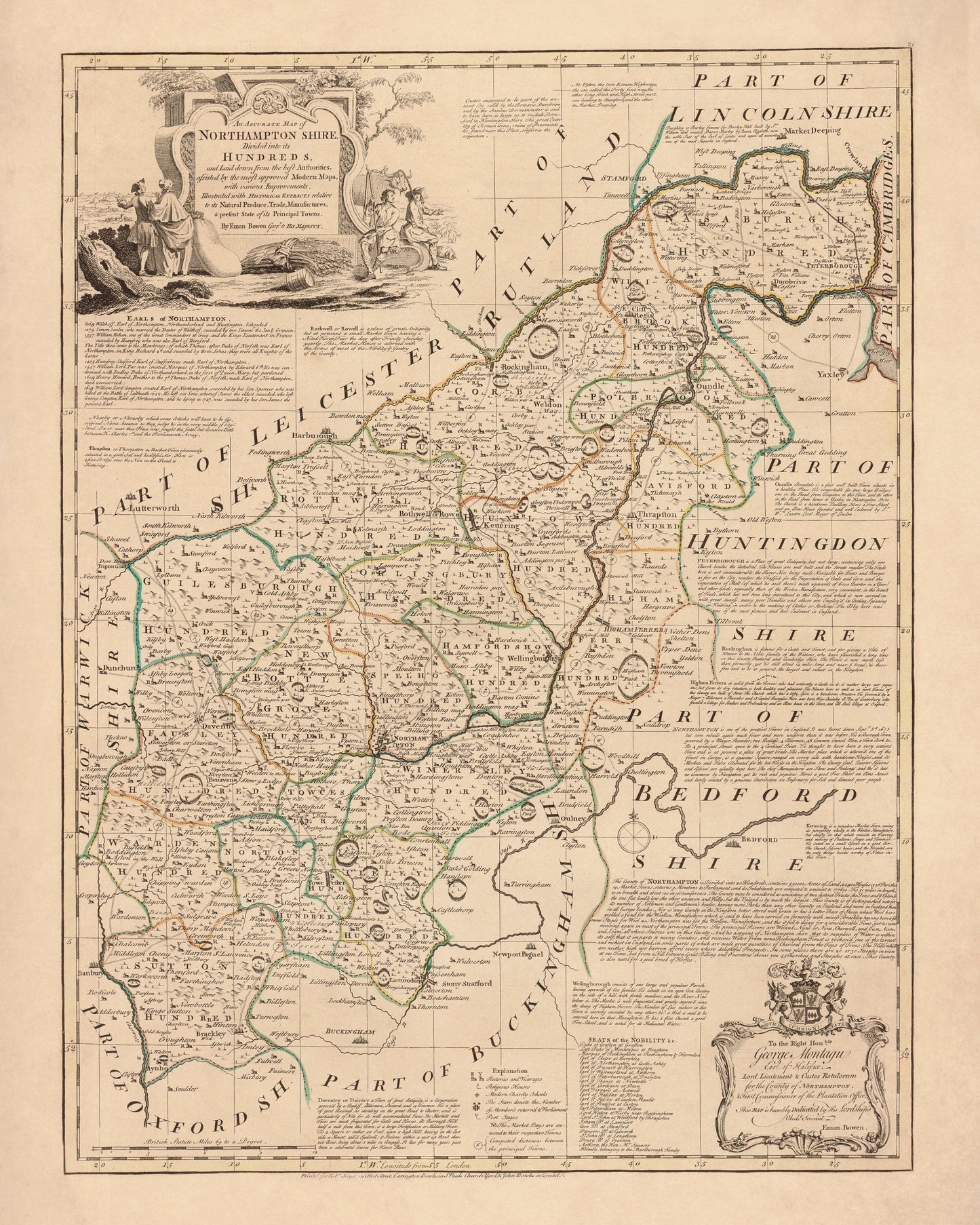 Northamptonshire Map dated 1760