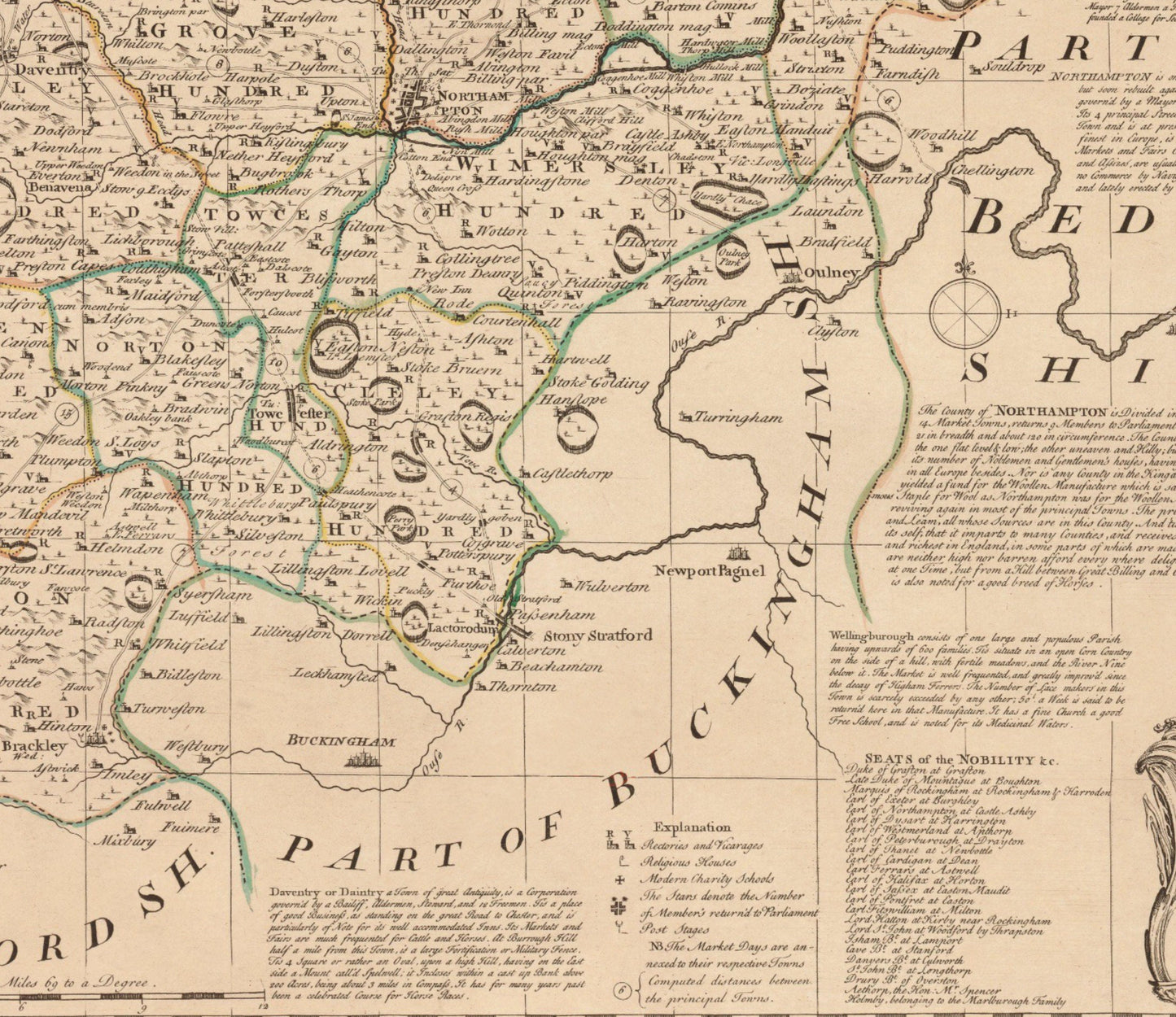 Northamptonshire Map dated 1760