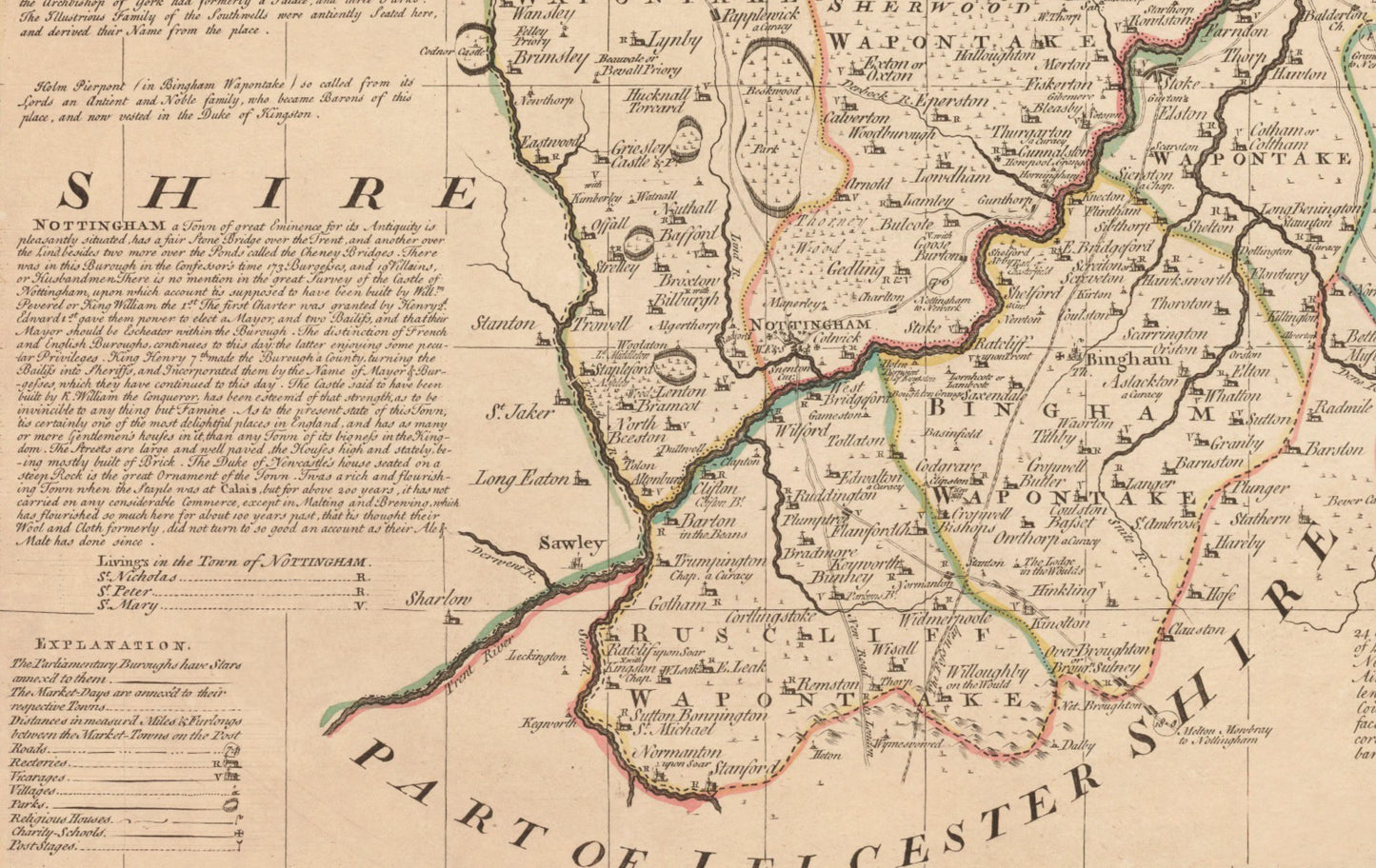 Nottinghamshire Map dated 1755