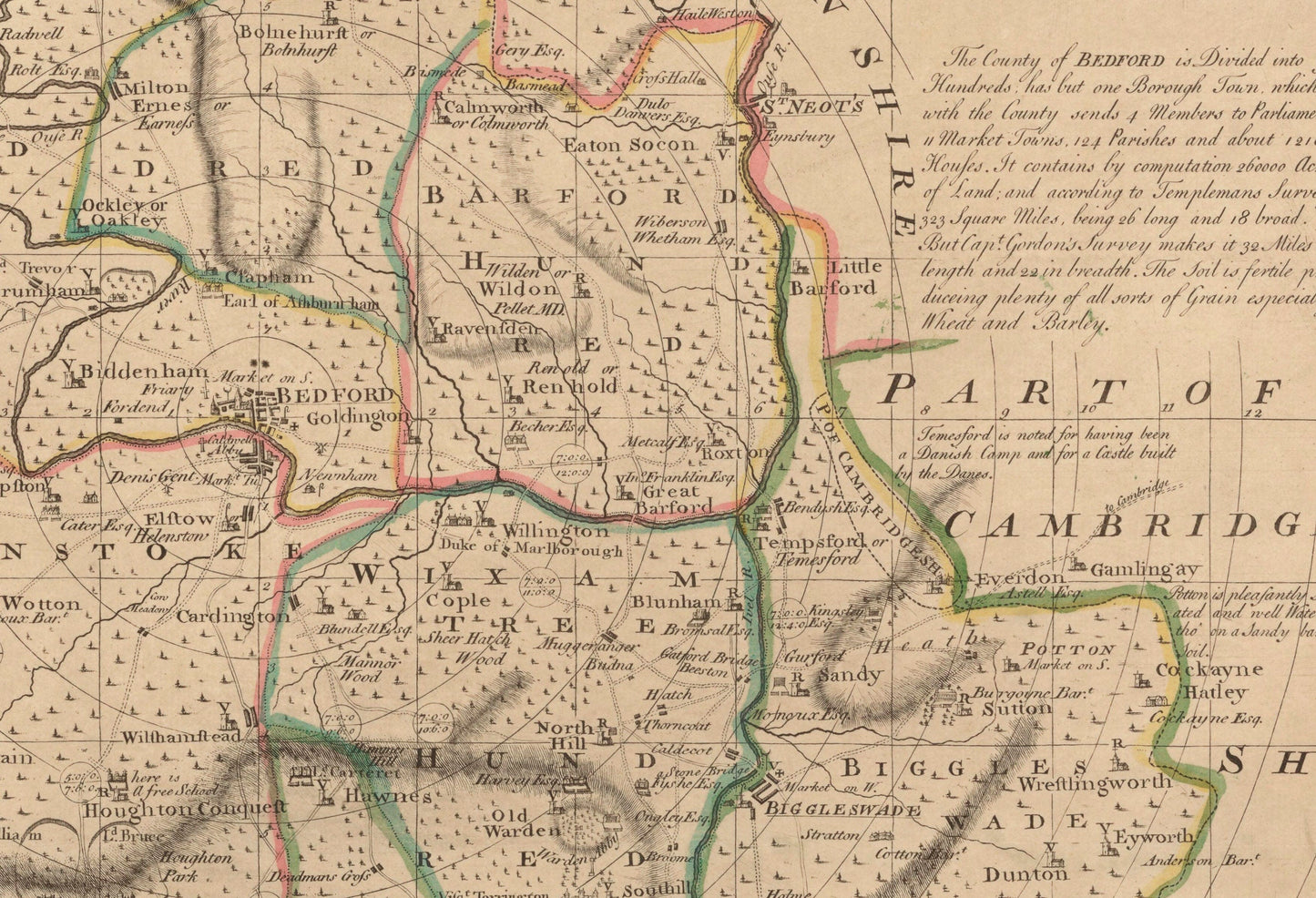 Bedfordshire Map dated 1749