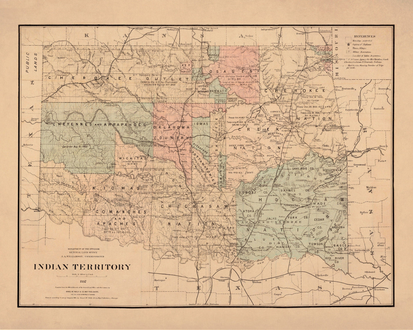 Indian Territory Map dated 1887