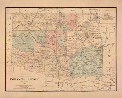 Indian Territory Map dated 1887