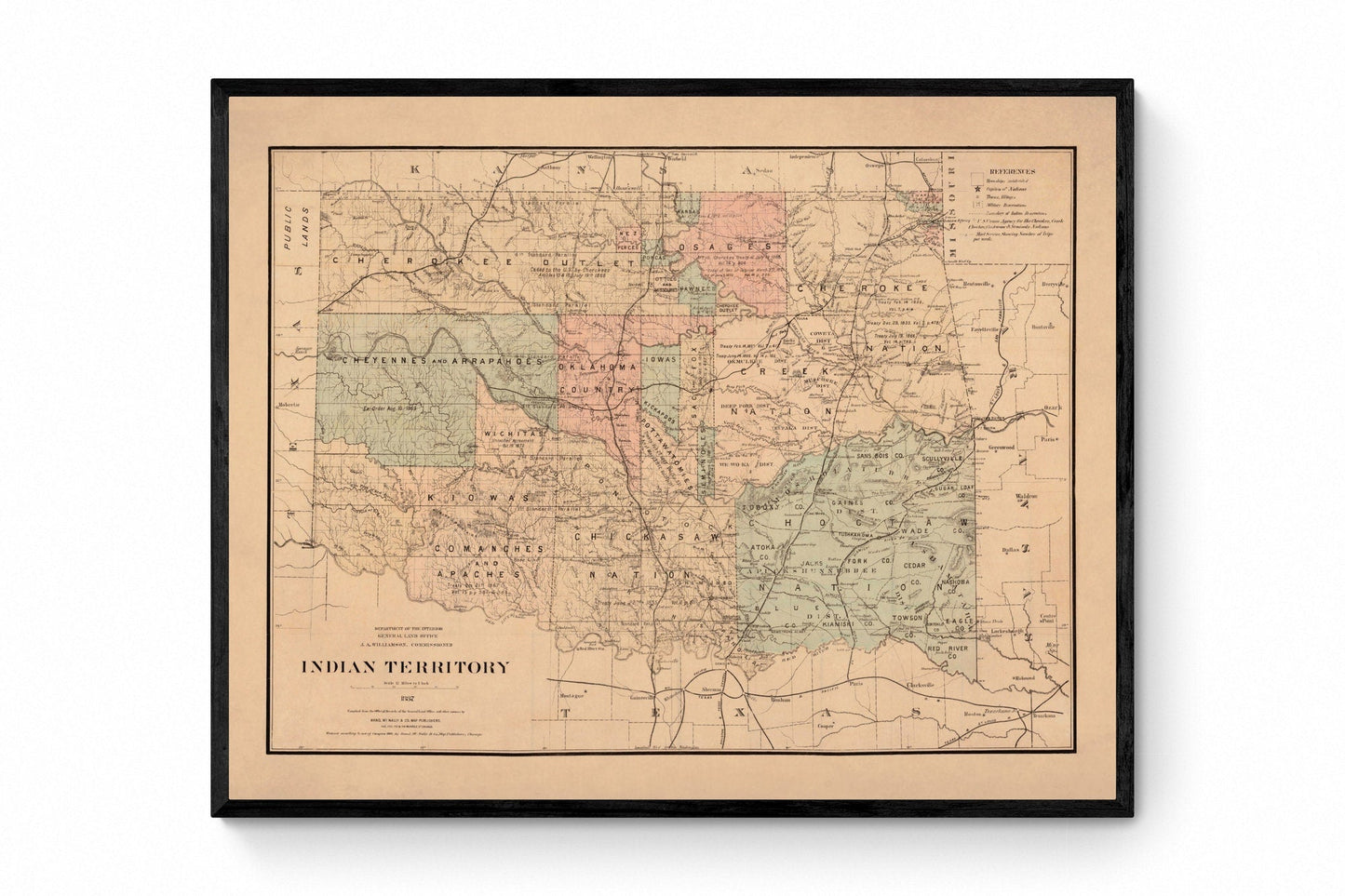 Indian Territory Map dated 1887
